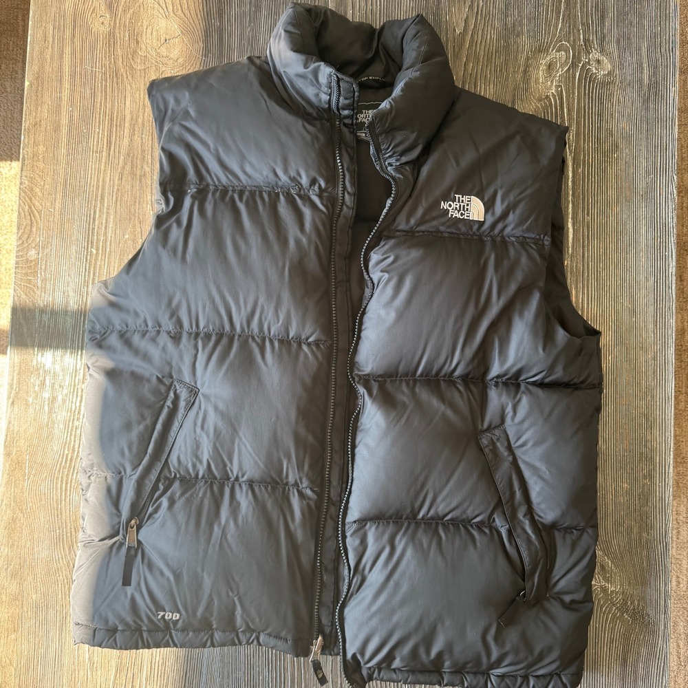 The North Face Nuptse 700 Puffer Vest Mens XL Black Excellent Goose Down Quilted